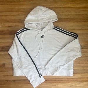 Adidas white cropped hoodie size M